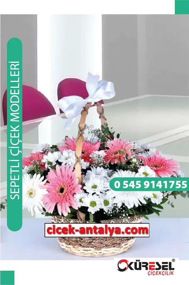 BİR SEPET RENKLİ GERBERALAR VE BAHAR ÇİÇEKLERİ ÜRÜN KODU SPA16 – Antalya Çiçekçi